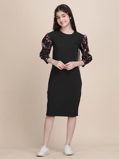 girls solid round neck sheath dress - 21721211 -  Standard Image - 0