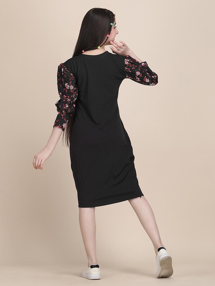 girls solid round neck sheath dress - 21721211 - Standard Image - 5