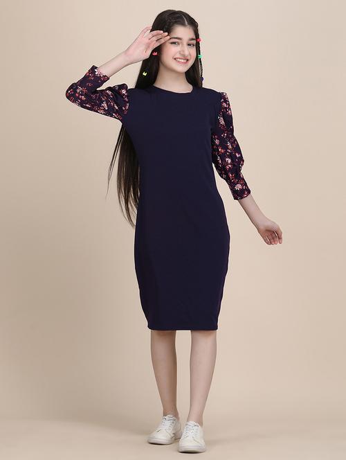 girls solid round neck sheath dress - 21721212 -  Standard Image - 0