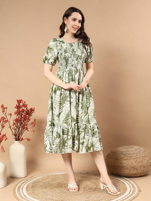 green polyester aline dress - 21721281 -  Standard Image - 0