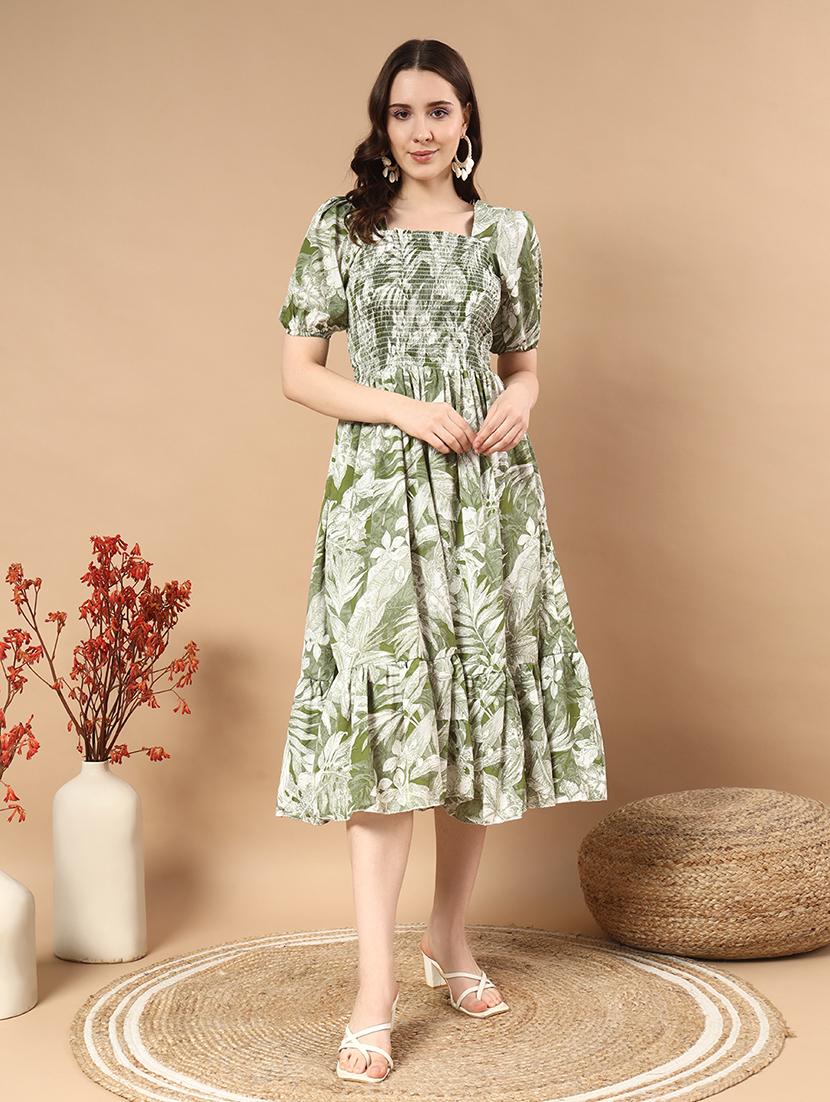 green polyester aline dress - 21721281 - Standard Image - 3