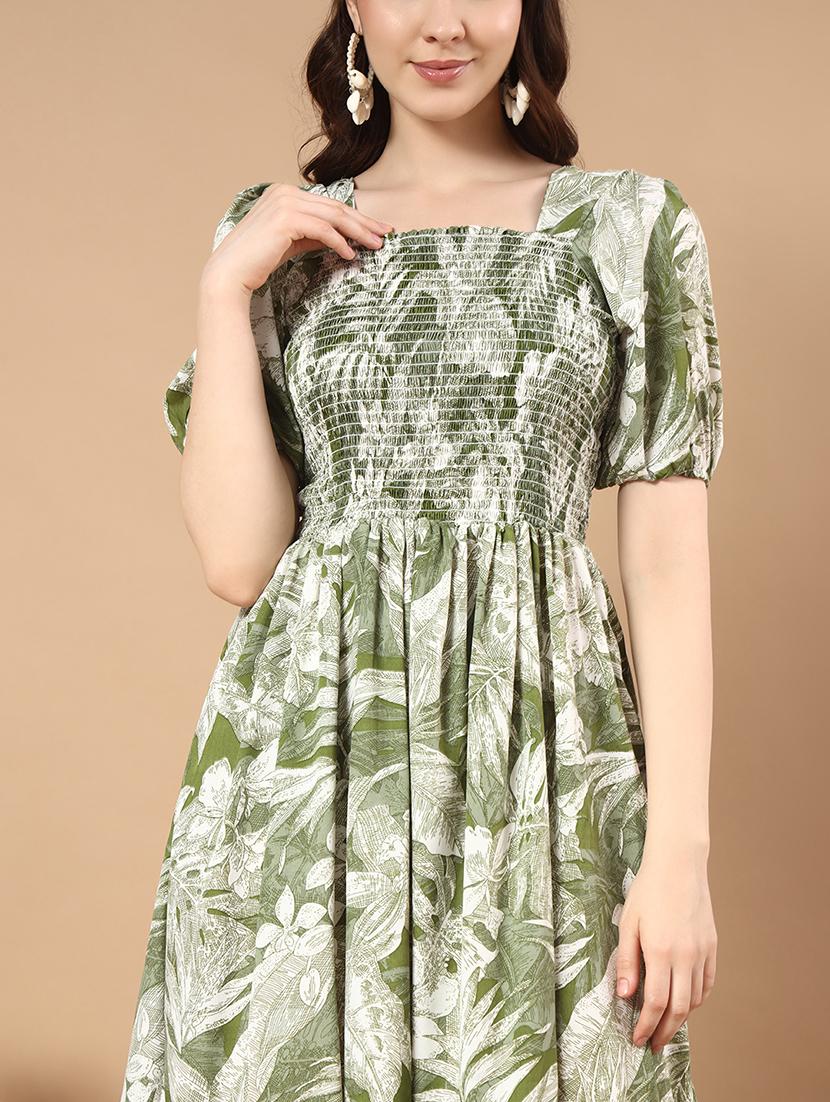 green polyester aline dress - 21721281 - Standard Image - 5