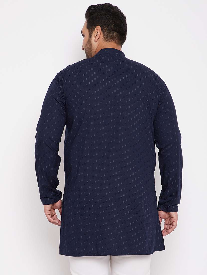 men overlap neck printed long kurta - 21721345 -  Standard Image - 3