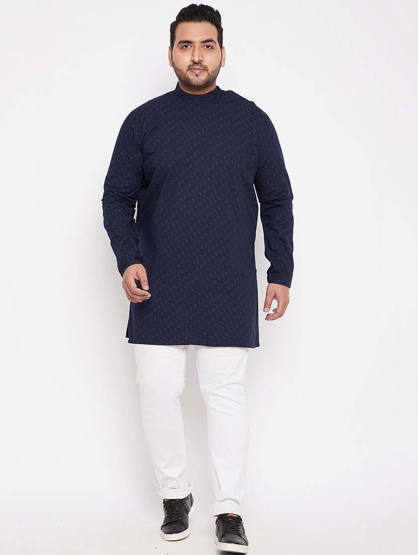 men overlap neck printed long kurta - 21721345 -  Standard Image - 5