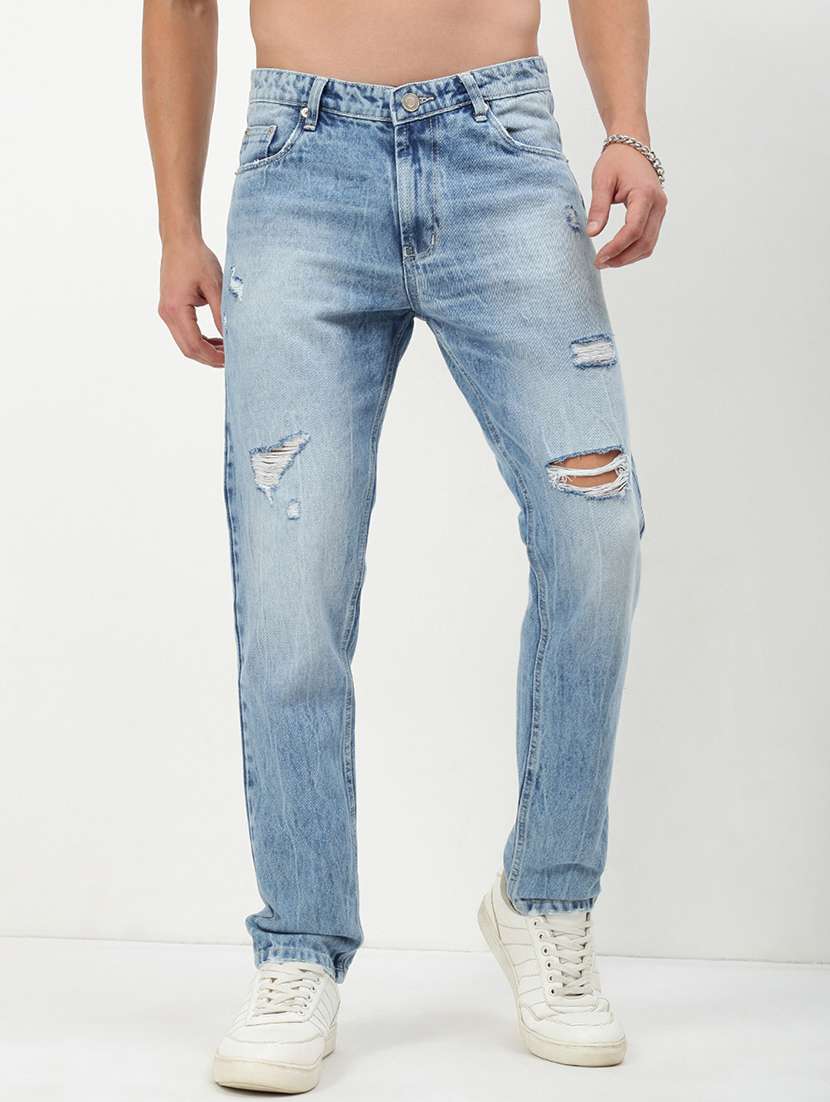 men low rise distressed denim jeans - 21721356 - Zoom Image - 0