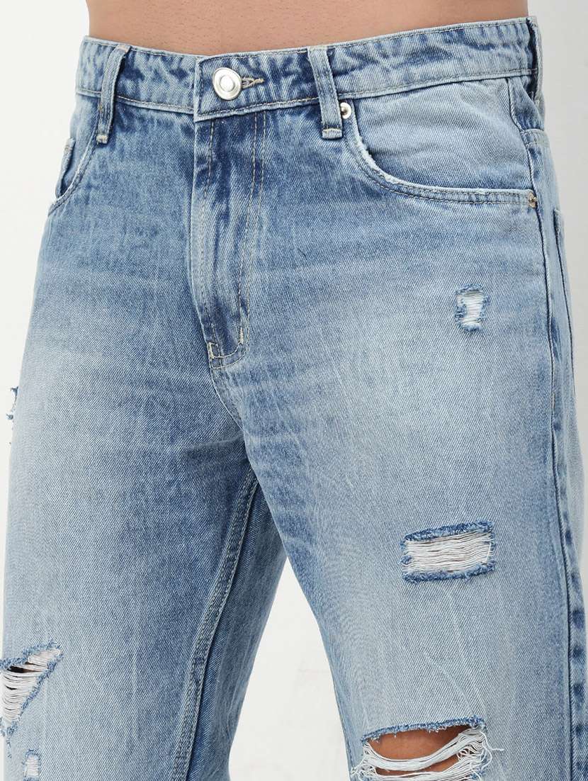 men low rise distressed denim jeans - 21721356 - Standard Image - 5