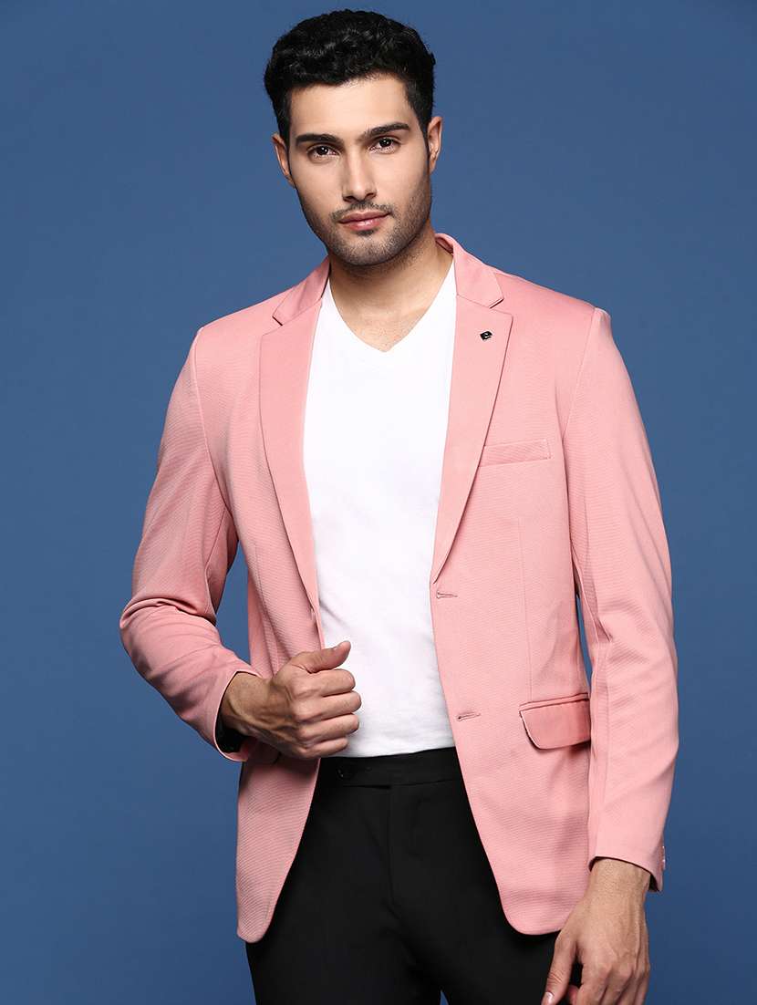 men's solid single-breasted blazer