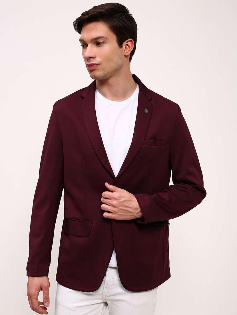 men's solid single-breasted blazer