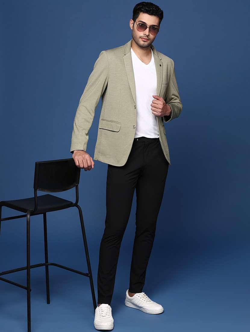 Men's Solid Single-breasted Blazer - 21721387 -  Standard Image - 3