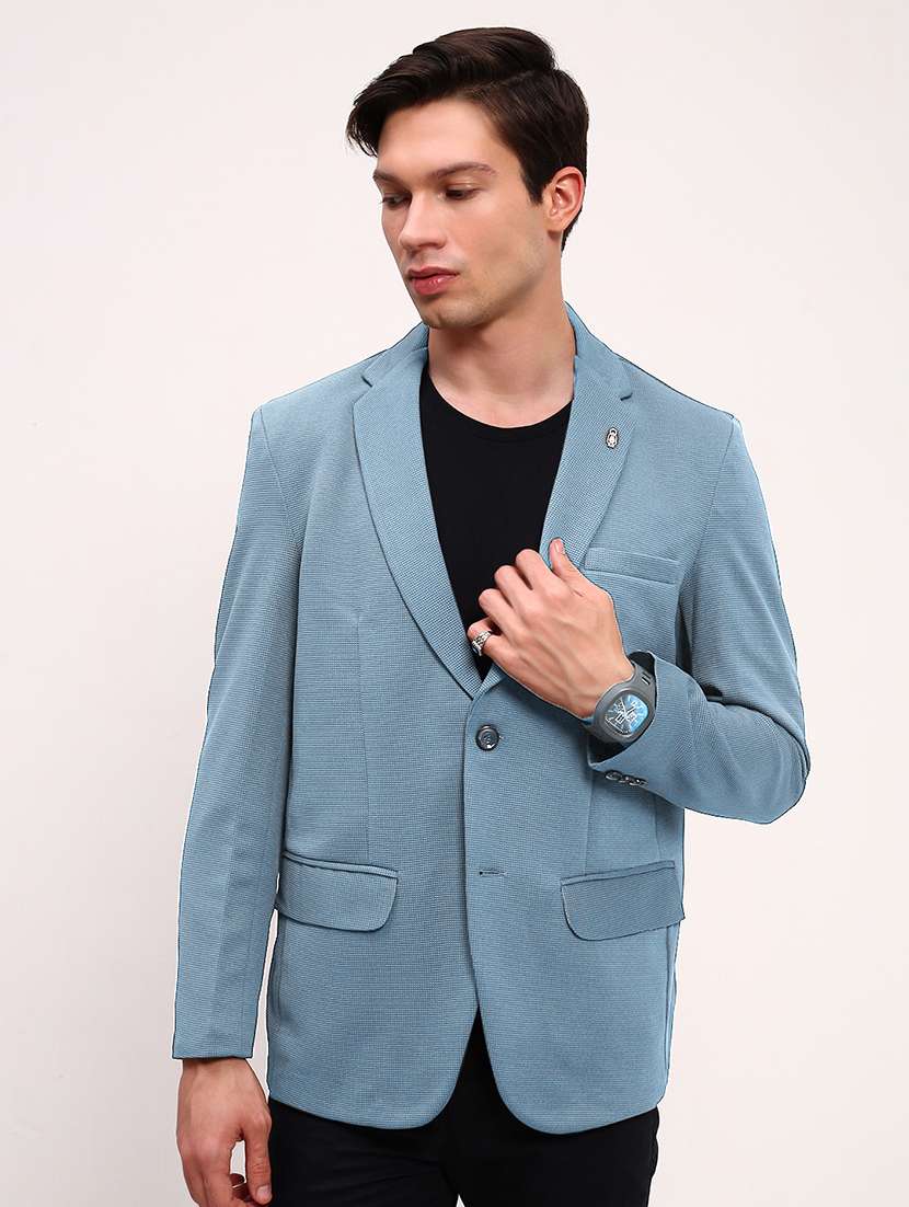 men's solid single-breasted blazer