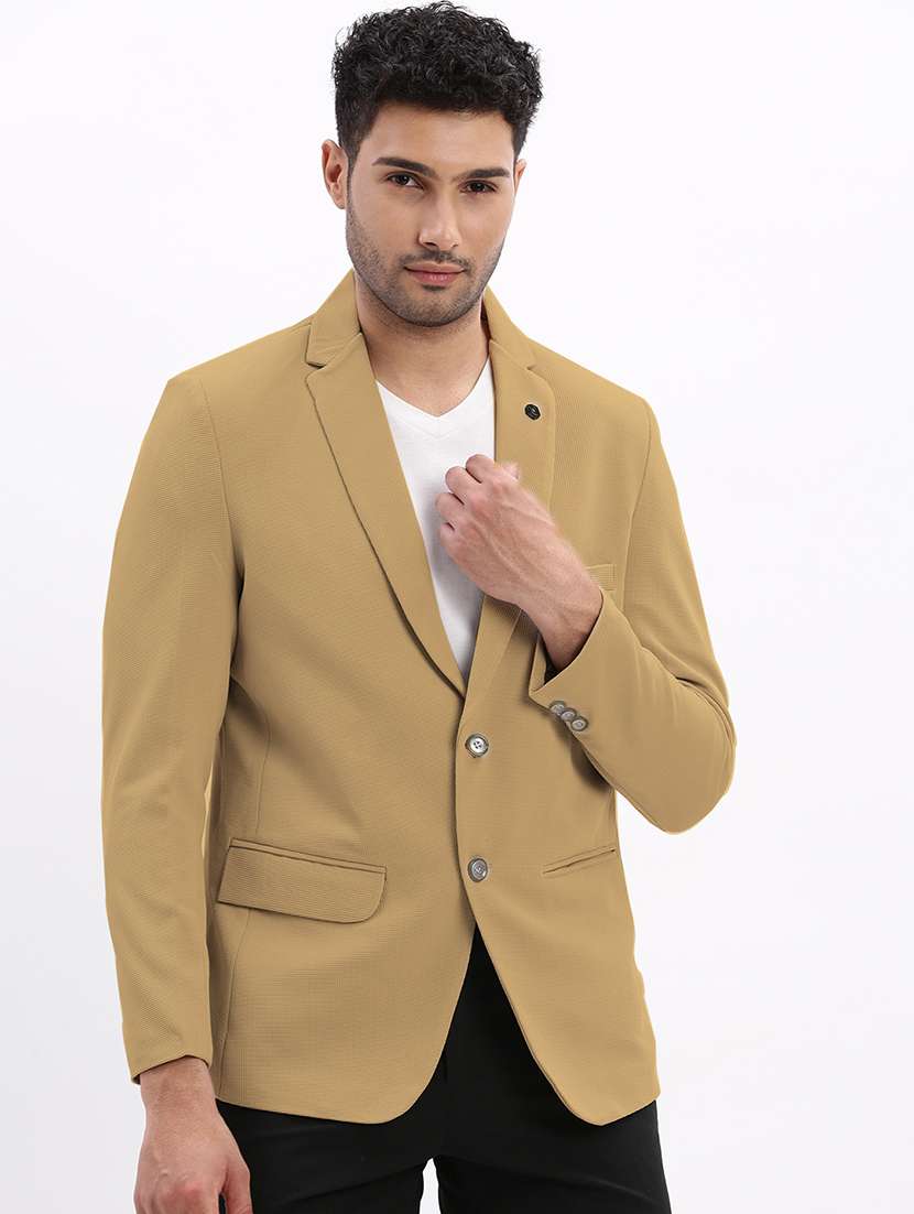 men's solid single-breasted blazer