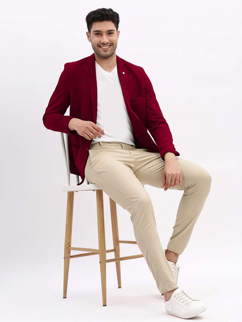 men's solid single-breasted blazer - 21721396 -  Standard Image - 3