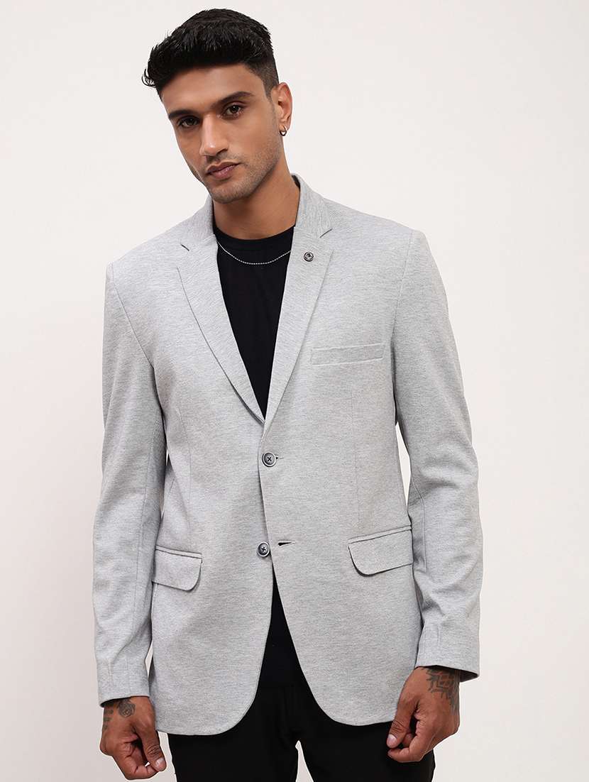 men's solid single-breasted blazer