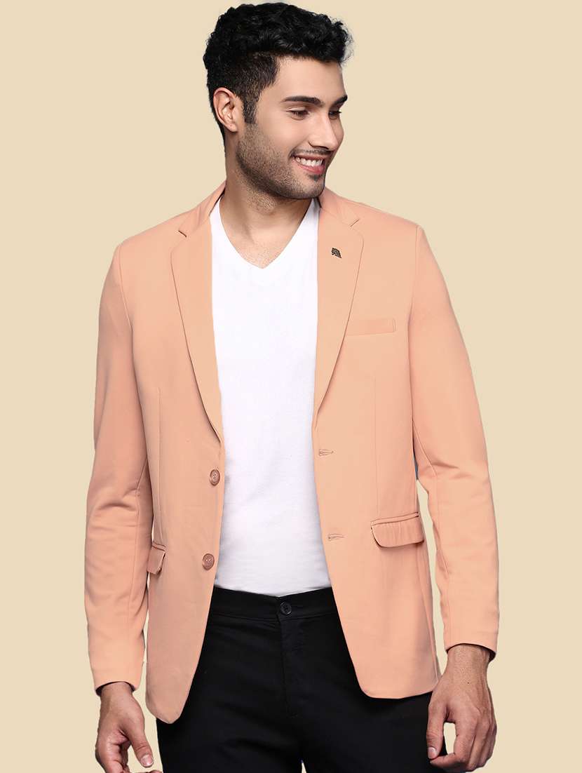 men's solid single-breasted blazer