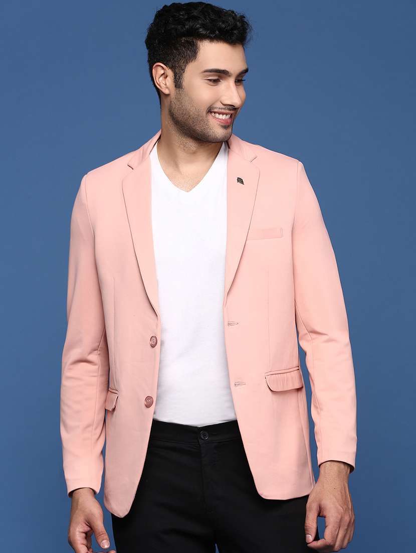 men's solid single-breasted blazer