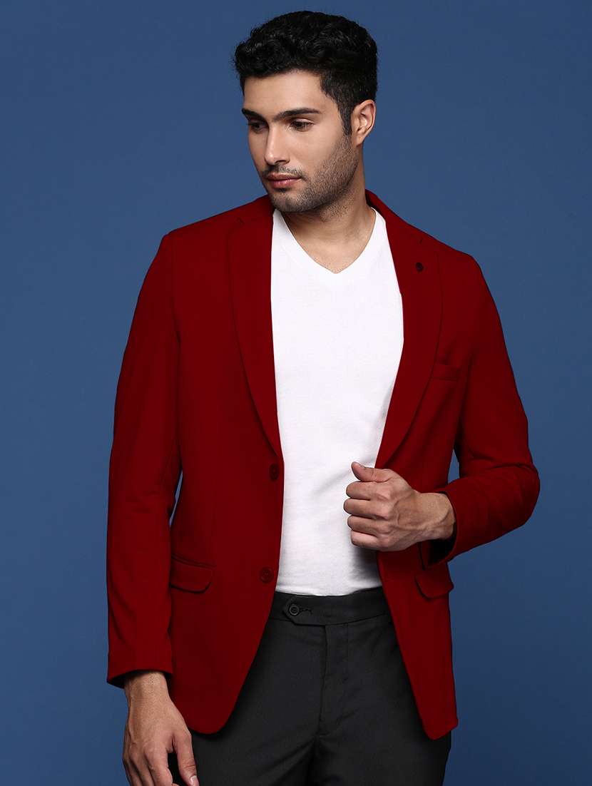 men's solid single-breasted blazer