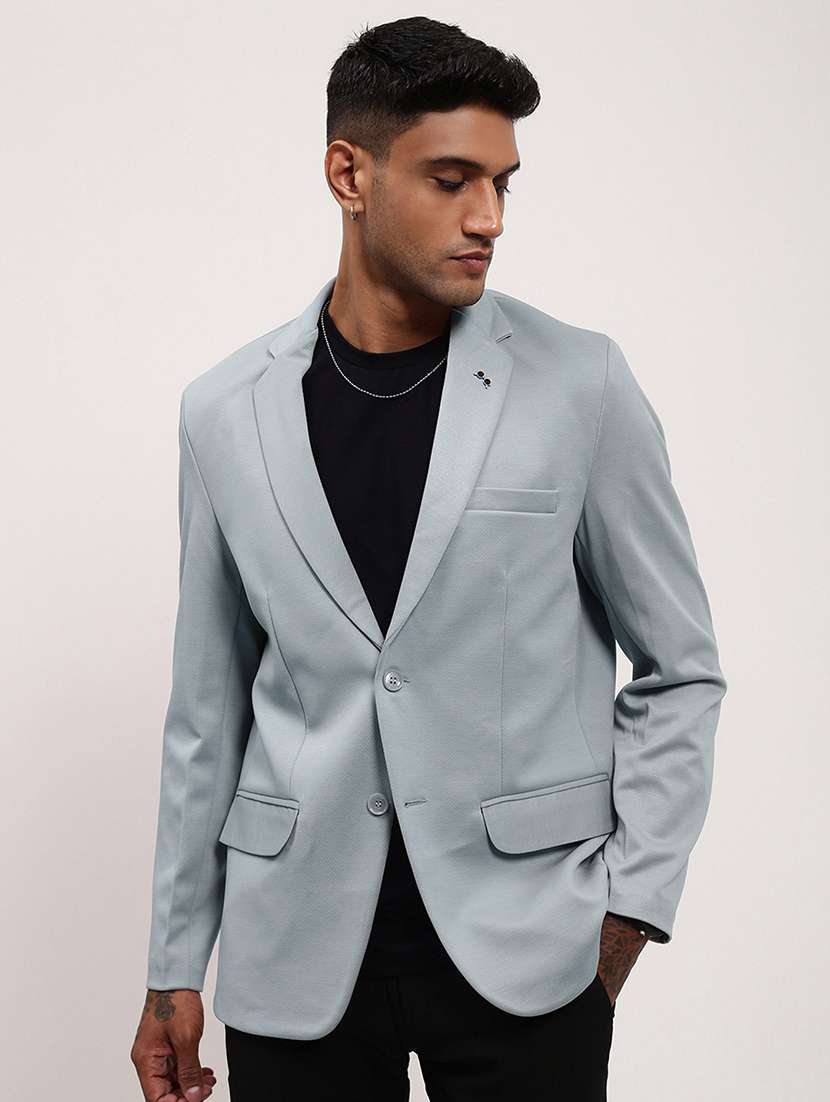 men's solid single-breasted blazer