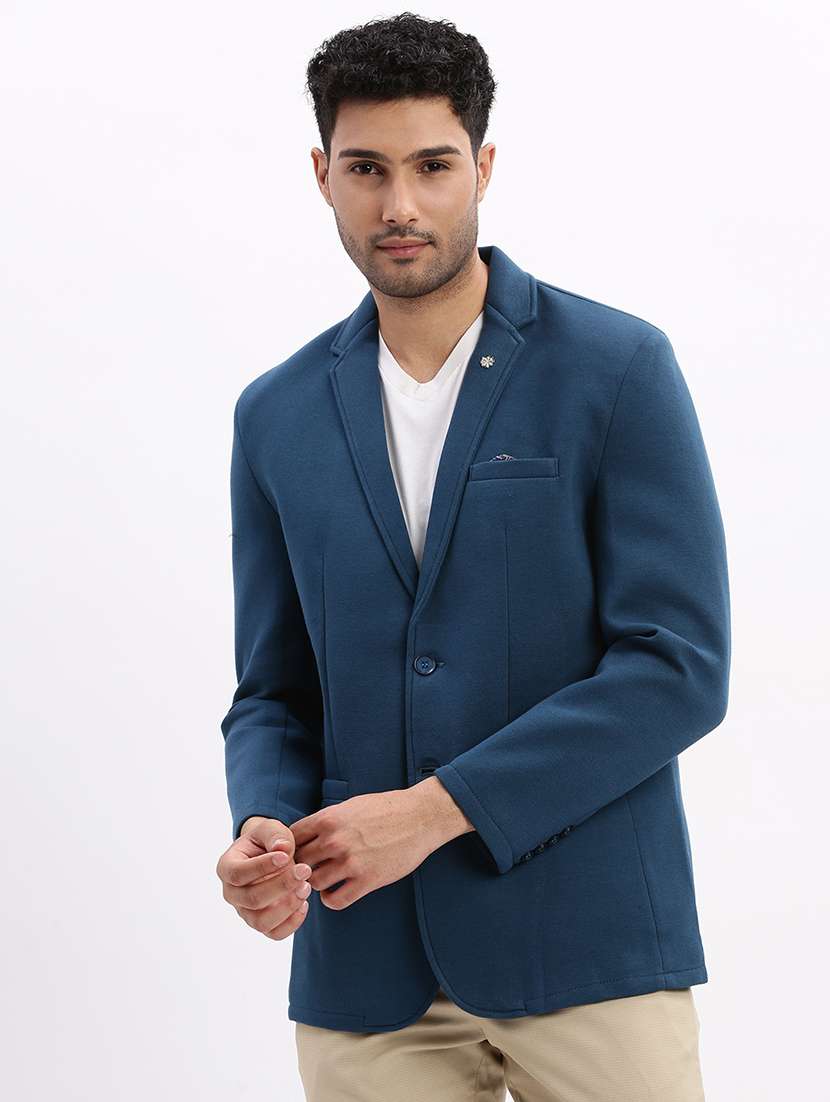 men's solid single-breasted blazer