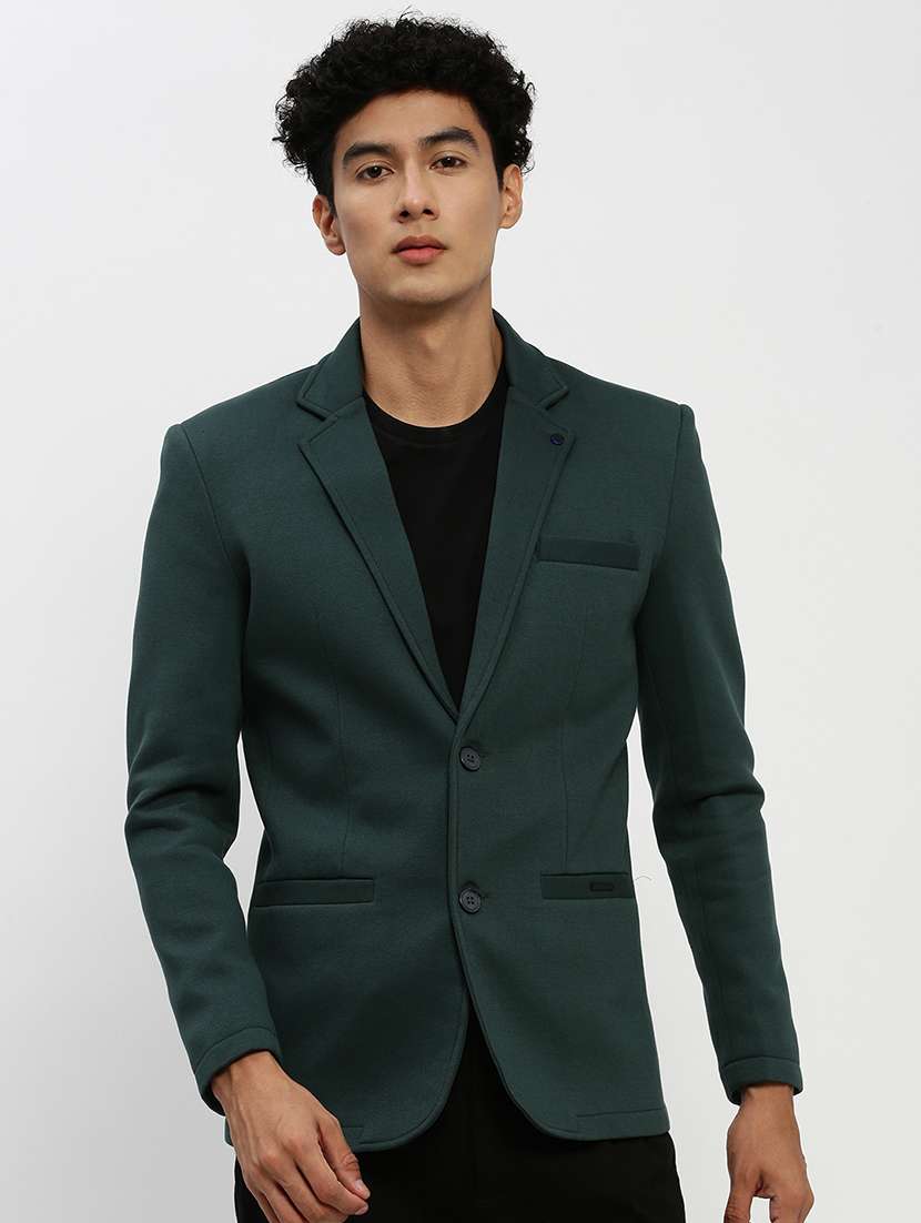 men's solid single-breasted blazer