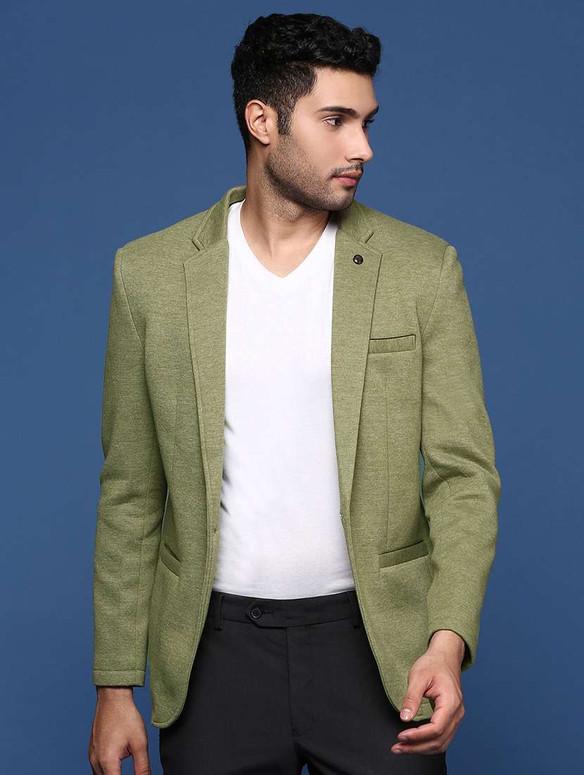 men's solid single-breasted blazer