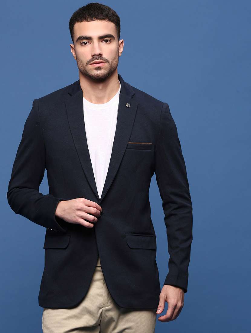 men's solid single-breasted blazer