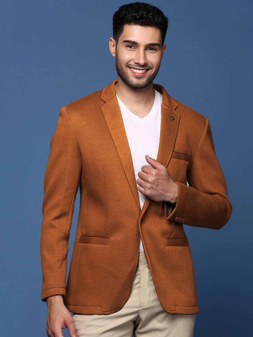 men's solid single-breasted blazer