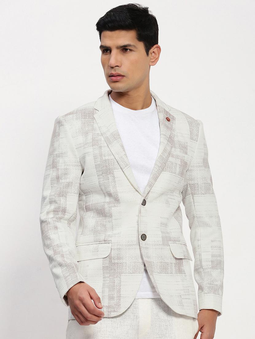 men long sleeves printed single breasted casual blazer - 21721438 -  Zoom Image - 0