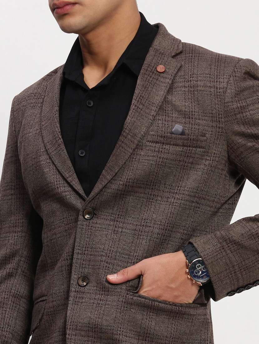 men long sleeves checkered single breasted casual blazer - 21721441 -  Standard Image - 5