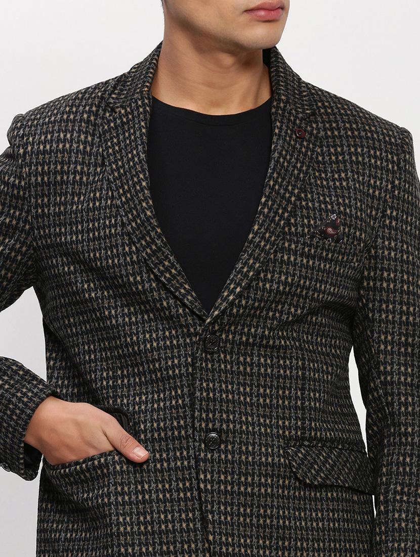 men long sleeves checkered single breasted casual blazer - 21721442 - Standard Image - 5