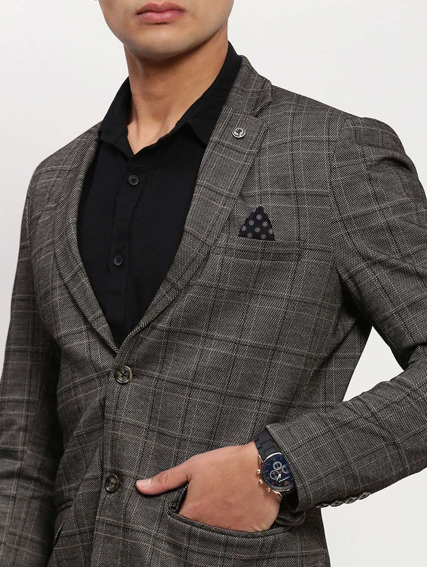 men long sleeves checkered single breasted casual blazer - 21721444 -  Standard Image - 5
