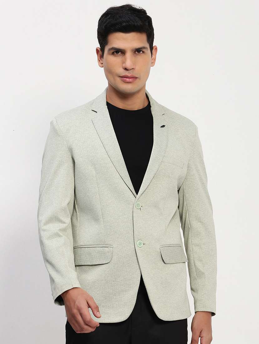 men long sleeves self design single breasted casual blazer