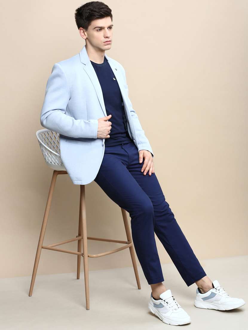 Men Solid Lapel Collar Single Breasted Casual Blazer - 21721455 -  Standard Image - 3