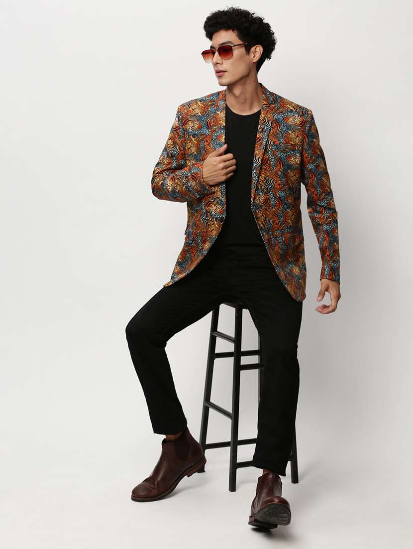 Men Printed Lapel Collar Single Breasted Casual Blazer - 21721488 -  Standard Image - 3