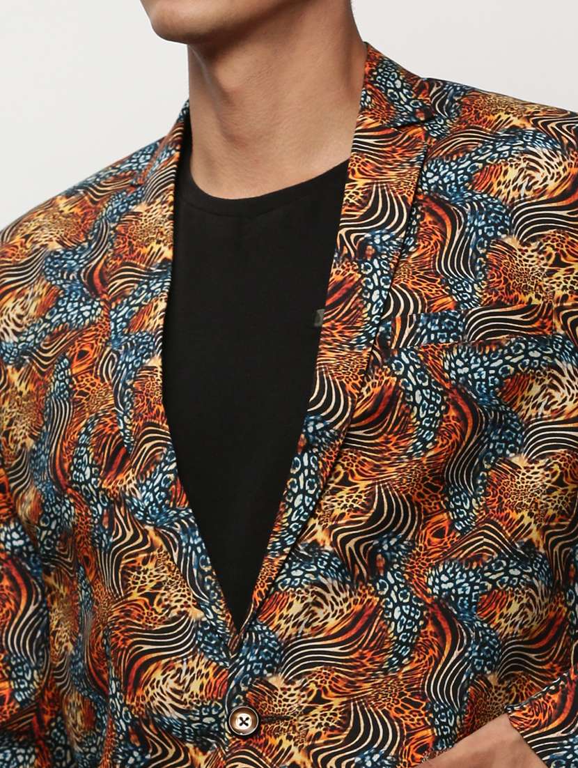 Men Printed Lapel Collar Single Breasted Casual Blazer - 21721488 -  Standard Image - 5