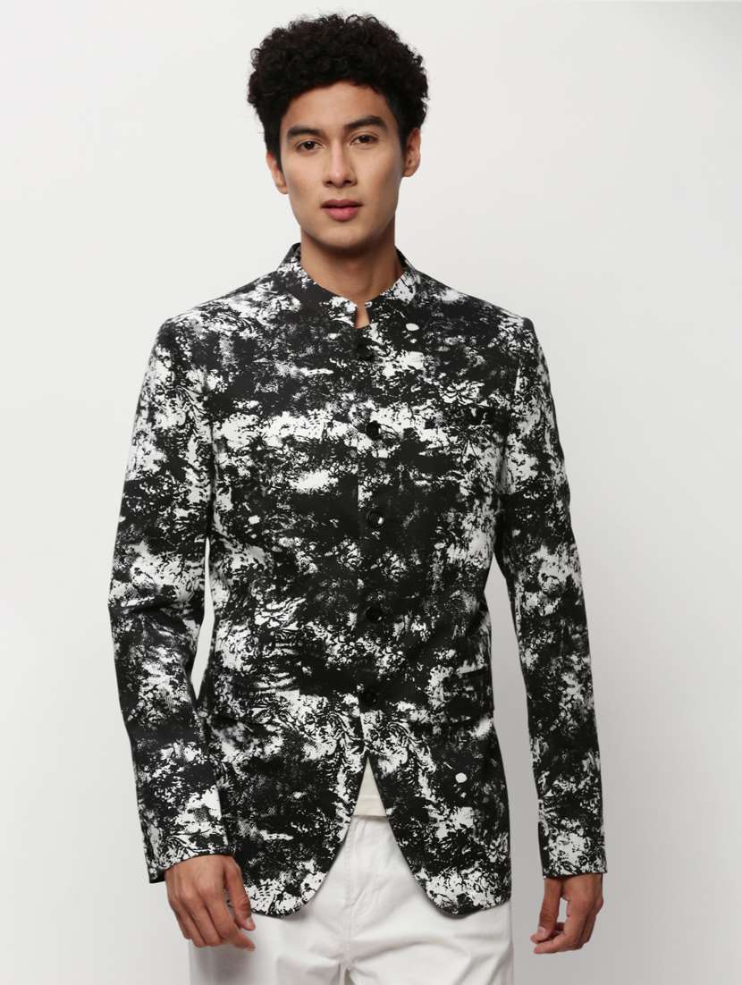 men printed long sleeve bandhgalas casual blazer