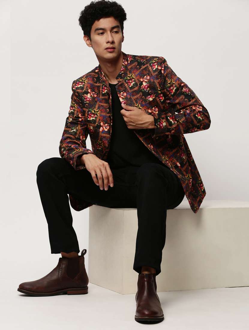 men printed long sleeve bandhgalas casual blazer - 21721510 -  Standard Image - 3
