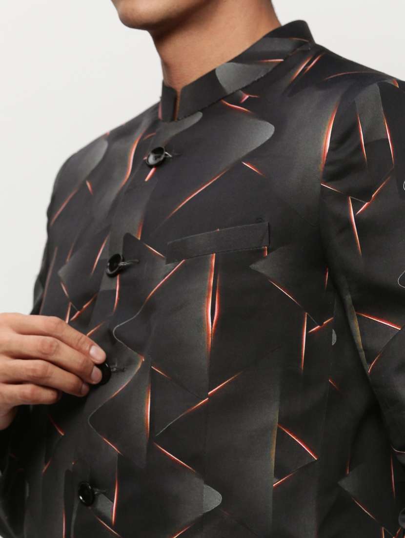 men printed long sleeve bandhgalas casual blazer - 21721513 -  Standard Image - 5