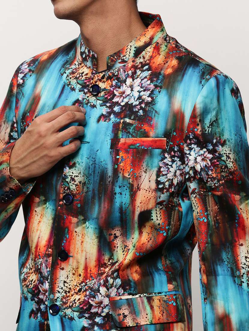 men printed long sleeve bandhgalas casual blazer - 21721518 -  Standard Image - 5