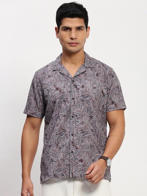 men short sleeves printed casual shirt - 21721529 - Standard Image - 0