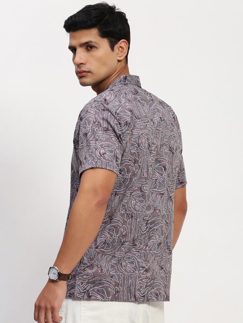 men short sleeves printed casual shirt - 21721529 - Standard Image - 3