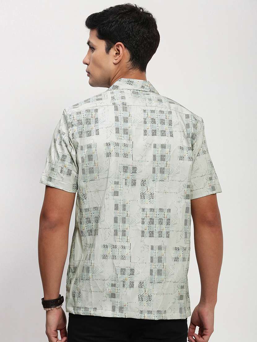 men short sleeves printed casual shirt - 21721531 -  Standard Image - 3