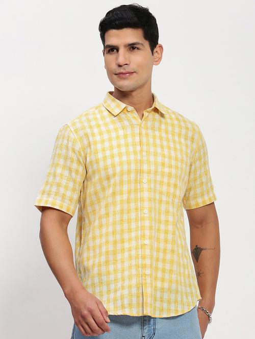 men short sleeves checkered casual shirt - 21721543 - Standard Image - 0