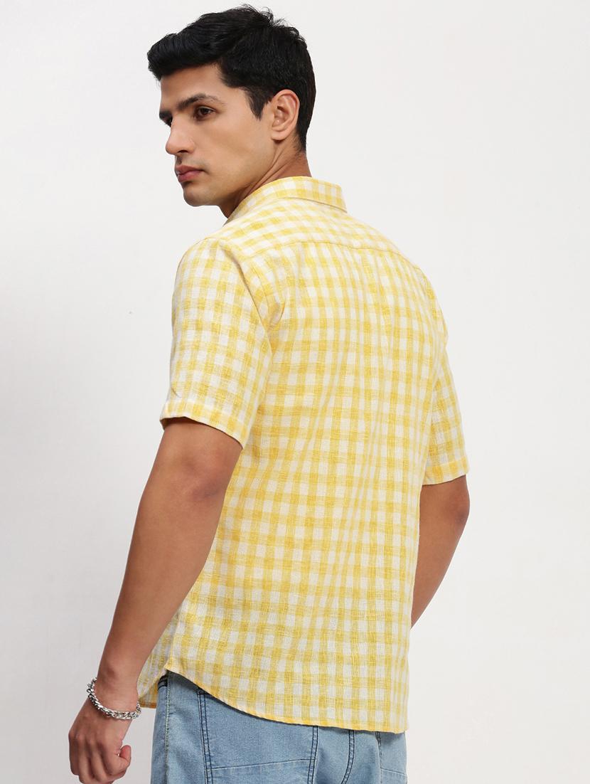 men short sleeves checkered casual shirt - 21721543 - Standard Image - 3