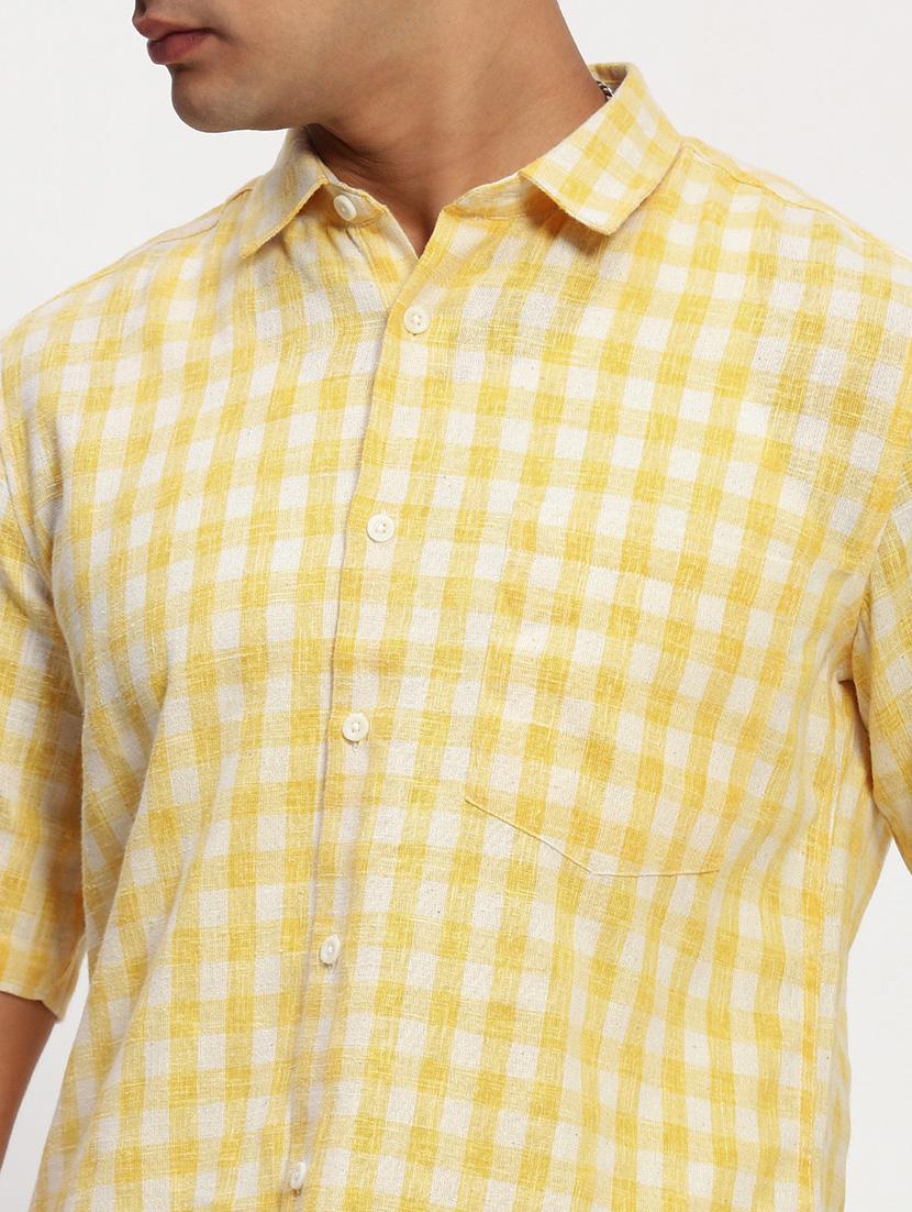 men short sleeves checkered casual shirt - 21721543 - Standard Image - 5