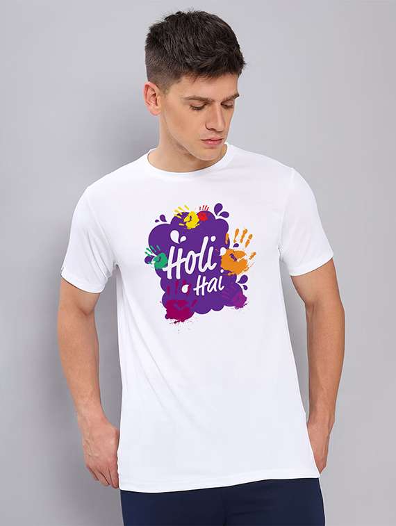 men holi printed festive t-shirt