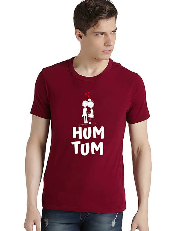 men front print short sleeve t-shirt