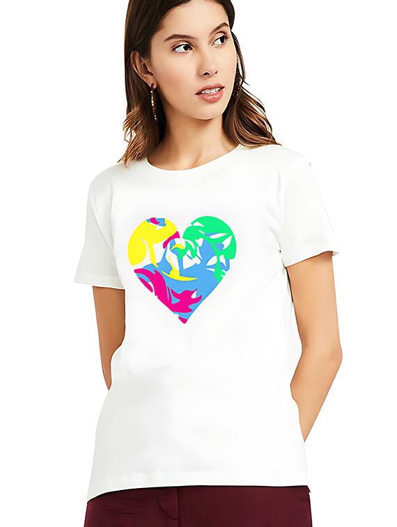 women front print short sleeve t-shirt - 21721573 - Zoom Image - 0