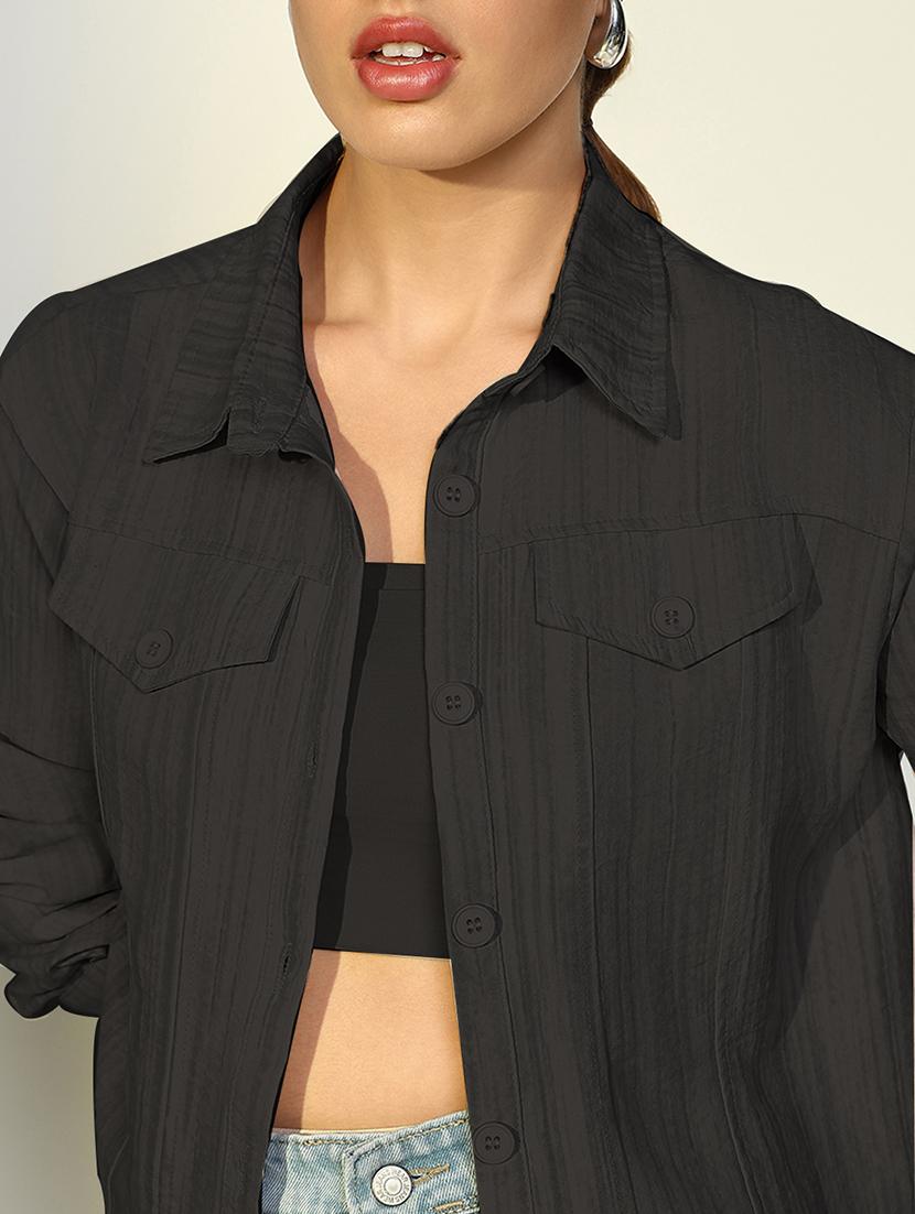 women solid long sleeve jacket - 21721647 - Standard Image - 5