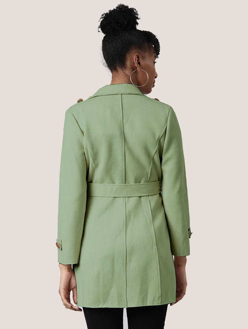 women green solid full sleeve overcoat - 21721650 - Standard Image - 3