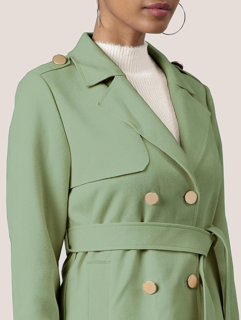 women green solid full sleeve overcoat - 21721650 - Standard Image - 5